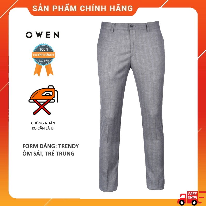 OWEN - Quần âu nam Owen dáng ôm màu xám 22410