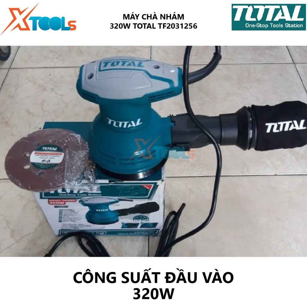 Máy chà nhám tròn 320w INGCO RS3208 - TOTAL TF2031256, đường kính đĩa 125mm, điện thế 220-240V, tặng 1 nhám và 1 bộ than