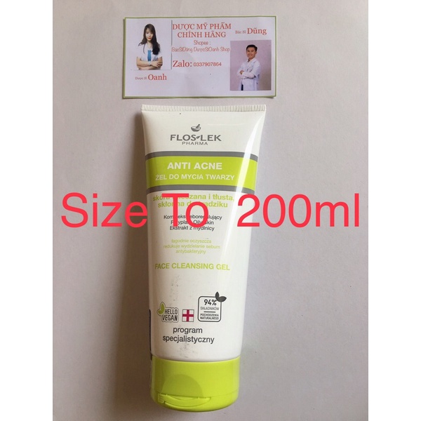 Sữa Rửa Mặt Floslek 200ml Diệt Khuẩn Cho Da Nhờn Mụn