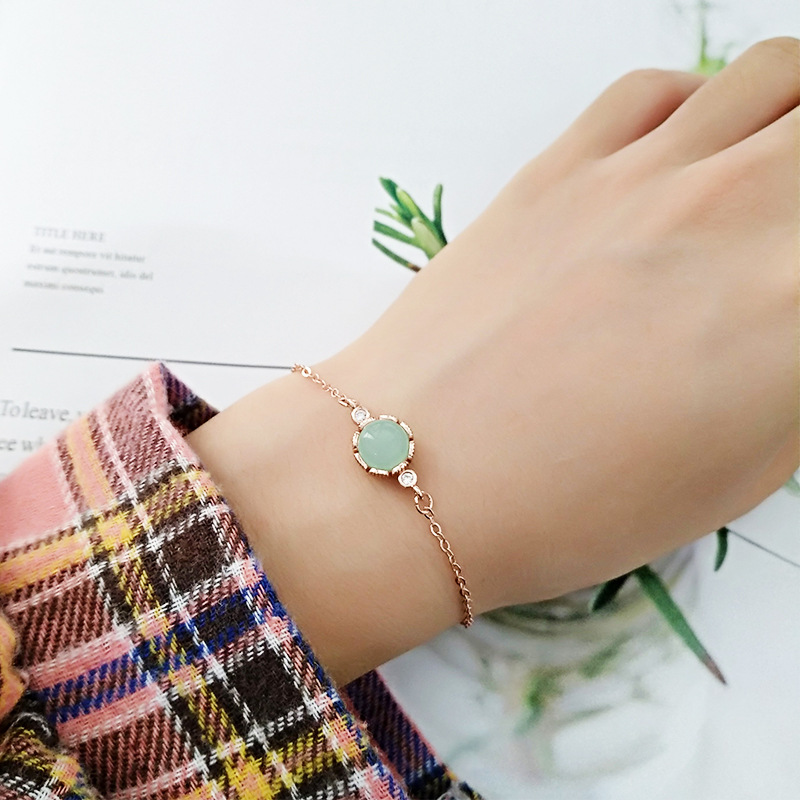 Vòng Tay Chuỗi Hạt Ngọc Bích 24k Đơn Giản Phong Cách Trung Hoa