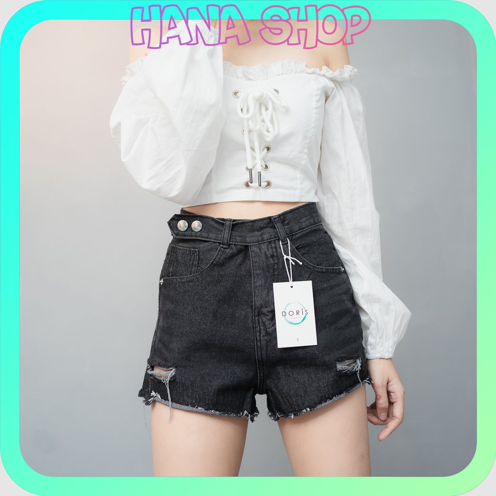 Quần Short Jean Kiểu 2 Nút, Quần Sooc Nữ Phong Cách 2 Màu