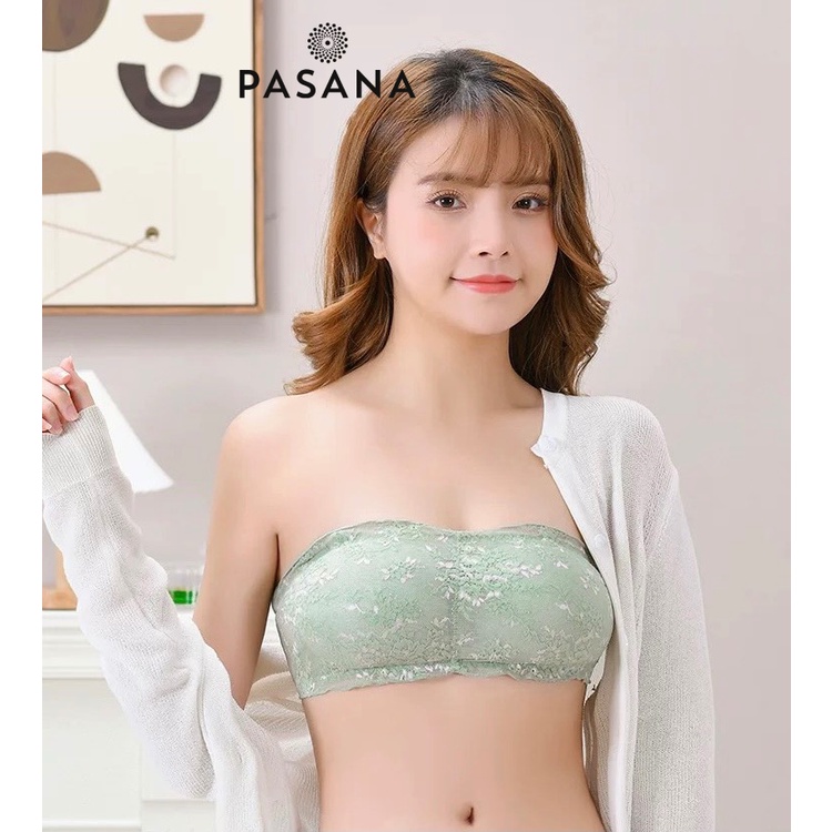 [Xả - dọn kho] Áo lót ngực không dây áo Bra ren vân hoa siêu đẩy ngực chống tụt khóa cài sau Pasana0067