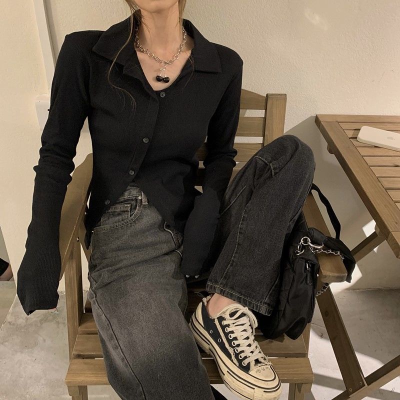 Áo Thun Dệt Kim Tay Dài Phong Cách Thời Trang Hàn Quốc 2022 Dành Cho Nữ