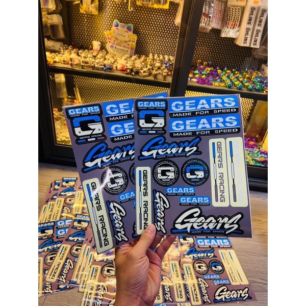 Sét Tem GEARS Thương Hiệu Phuộc Dán Trang Trí Xe