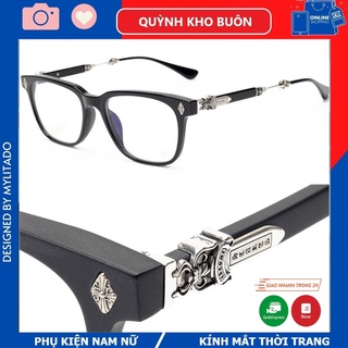Gọng kính Chrome Hearts nam nữ Cao Cấp kiểu dáng mắt vuông kim loại thời trang
