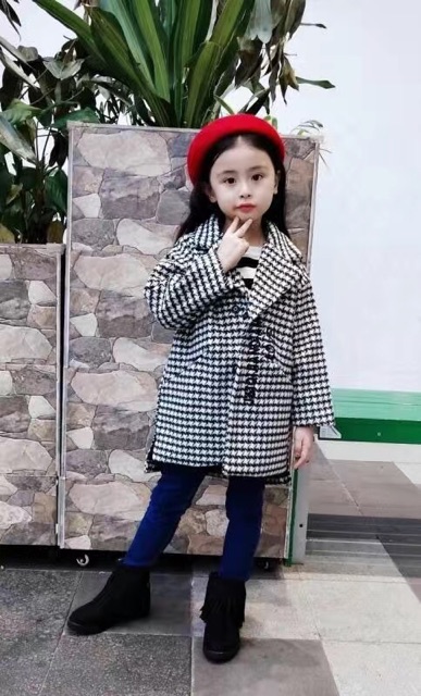 Áo Khoác Dạ Bé Gái 4-14 tuổi Thời Trang Thu Đông Quảng Châu