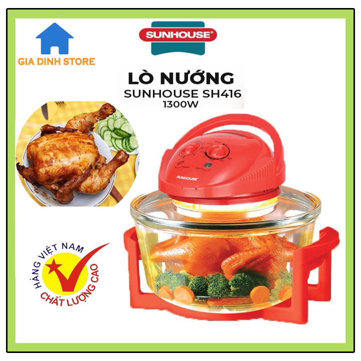 Lò nướng Sunhouse SH416 đa năng rã đông-chiên-sấy-khử trùng, không gây khói khét, bh 12 tháng