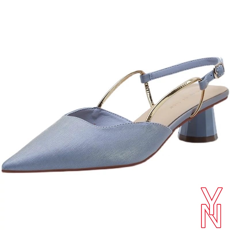 Giày Sandal Satin Gót Thấp Mũi Nhọn Thời Trang Mùa Xuân Dành Cho Nữ 2021