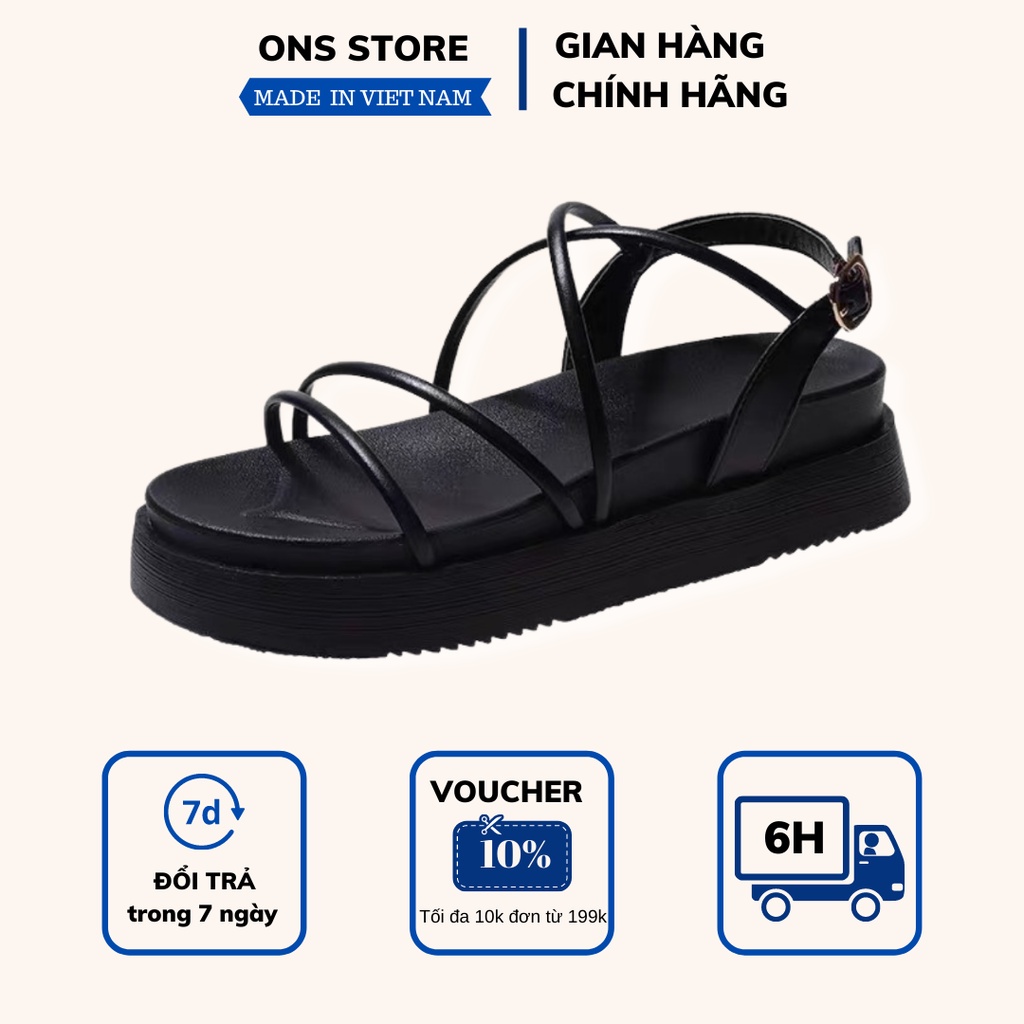 GIÀY SANDAL NỮ ĐI HỌC KIỂU - SANDAL 2 QUAI NGANG ĐẾ BỆT 4.5 PHÂN -S02