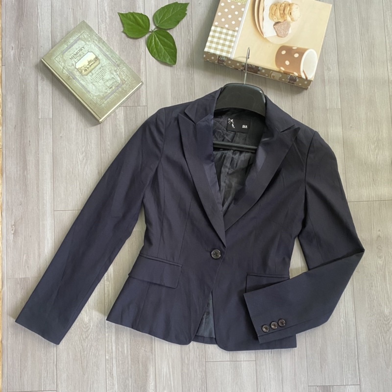 Áo khoác blazer / Áo vest Hàn Quốc màu xanh đen dành cho nữ công sở sang trọng