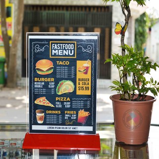 Kệ menu mica để bàn A4 -  KT: 21cm x 30cm