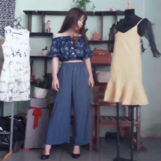 SÉT ÁO QUẦN ỐNG SUÔNG + ÁO TRỄ VAI SECONDHAND HÀN NHẬT🤟🏻💃🏼