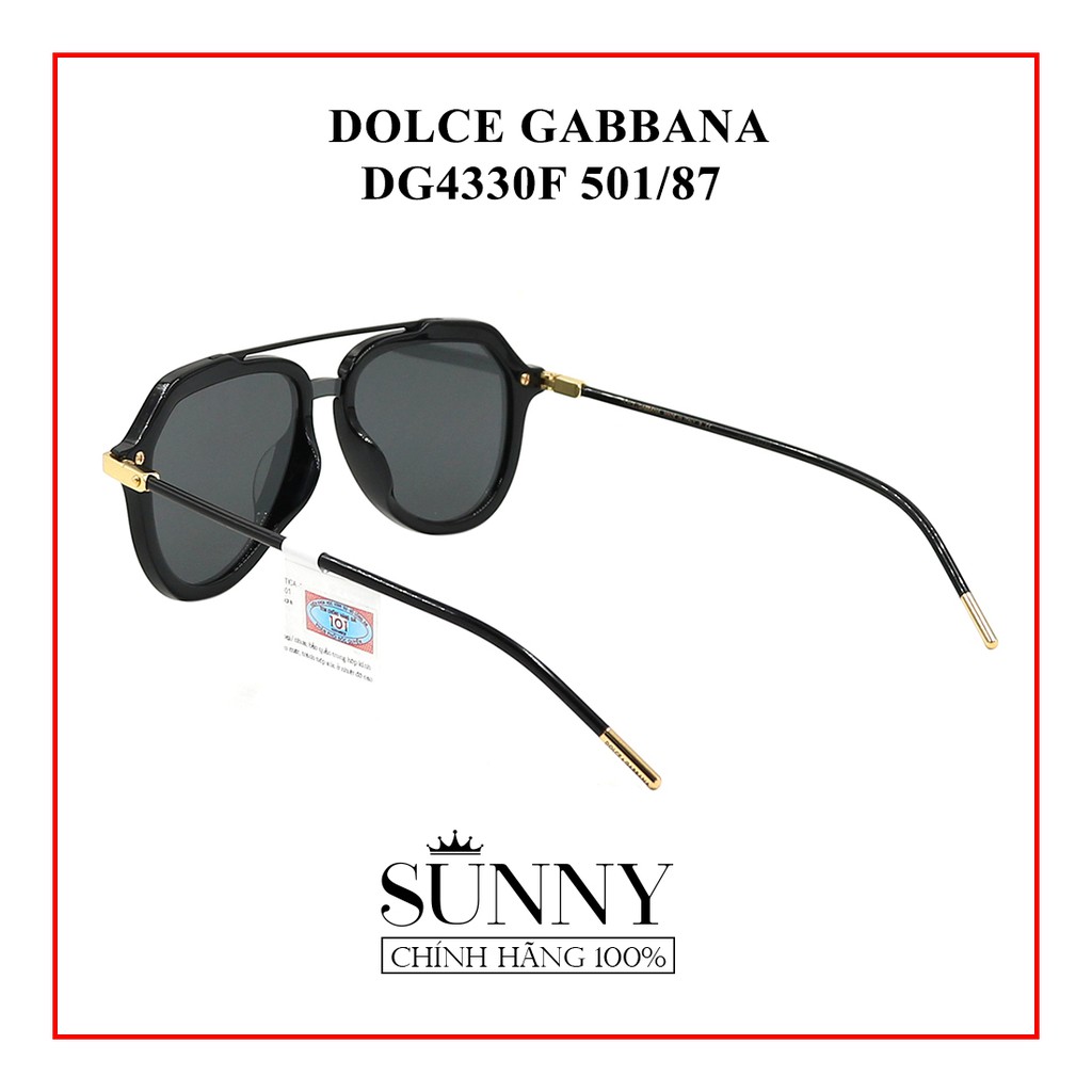Kính mát chính hãng Dolce&amp;Gabbana DG4330F 501/87 màu sắc thời trang, thiết kế dễ đeo bảo vệ mắt