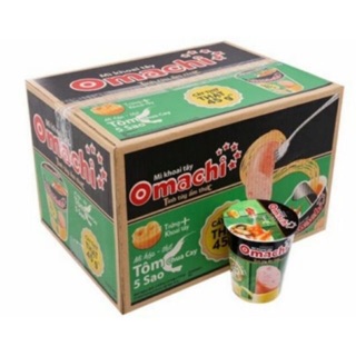 Mì omachi khoai tây tôm chua cay có cây thịt thật ly 113gam(24 ly)