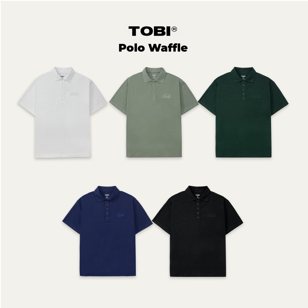 Áo Polo Waffle trơn tay lỡ TOBI