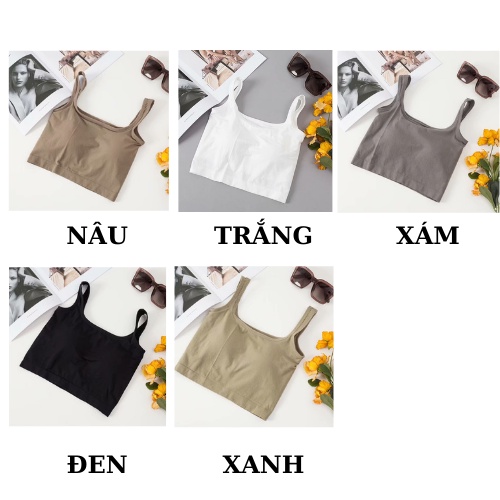 Áo Bra Nữ Dáng Dài - Áo Thun Nữ 2 Dây Kèm Mút Thoáng Mát AMYBRA B833