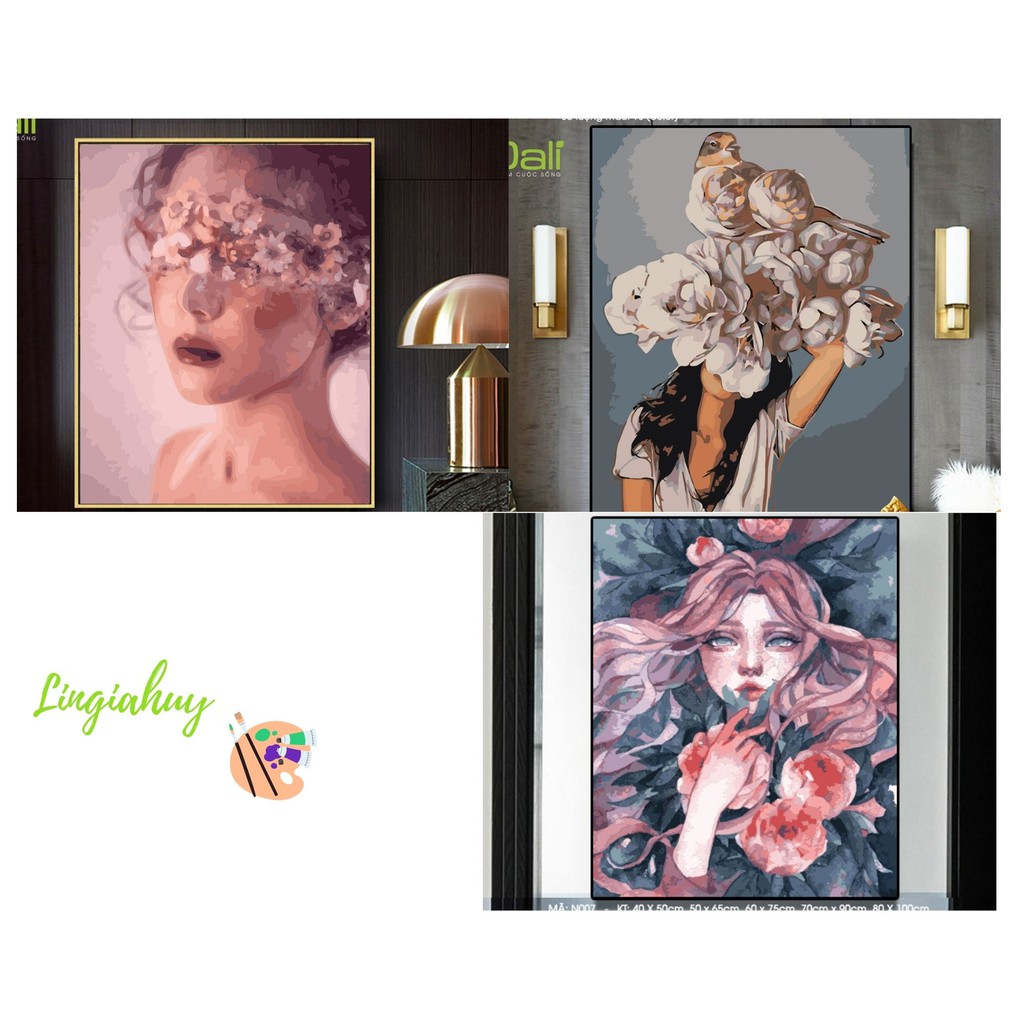 Tranh Sơn Dầu Số Hóa Cô Gái Tự Tô Màu Theo Số Kích Thước 40x50