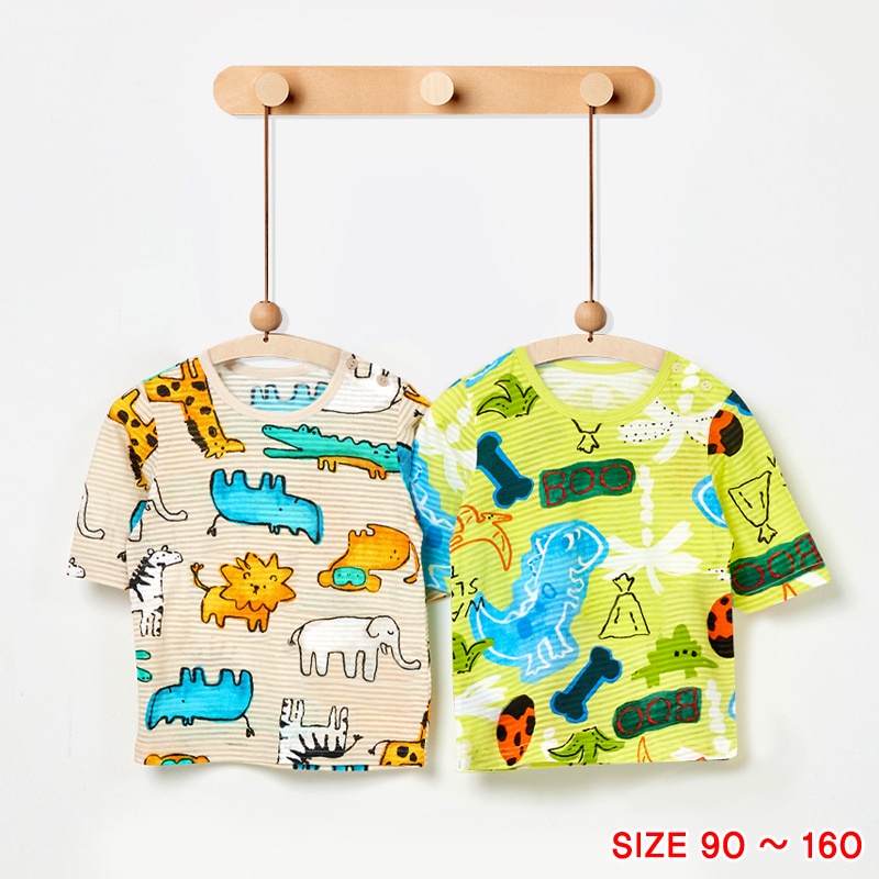 Đồ bộ lửng quần áo thun cotton mặc nhà mùa hè cho bé trai và bé gái Unifriend Hàn