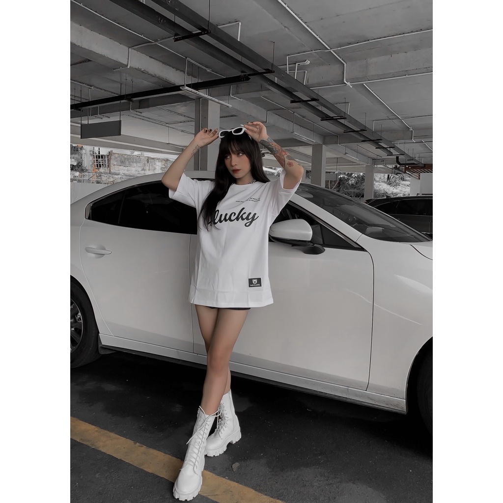 Áo thun unisex 4lucky 6020 - tay lỡ form rộng oversize streetwear