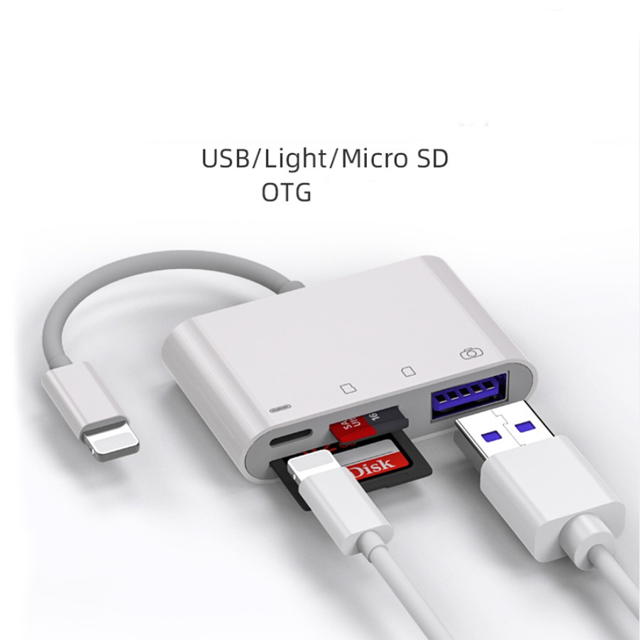OTG và Cáp chuyển đổi kiêm đầu đọc thẻ nhớ SD TF cho.i.p,tablet táo