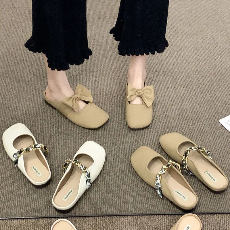 Dép Bít Mũi Đế Bằng Phong Cách Pháp Cổ Điển Thời Trang Mùa Xuân Cho Nữ