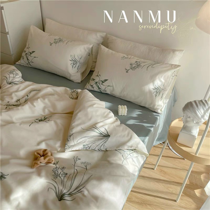 Chăn Ga Gối Cotton Living 💝 FREESHIP 💝 Bộ Chăn Ga Cotton 100% " CỎ NƯỚC BE " nhập khẩu 4 món