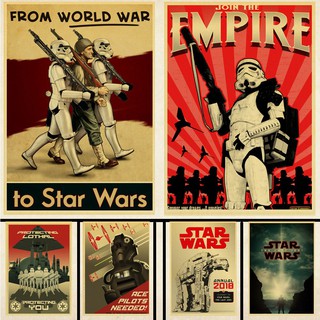 Poster Phim Star Wars Darth Vader Luke Jedi Bằng Giấy Kraft Phong Cách Vintage