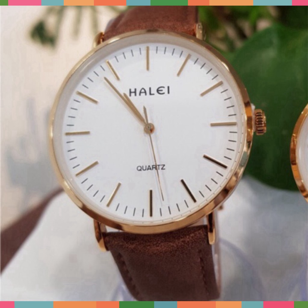 Đồng hồ nam zHalei dây da nâu mặt số vạch chính hãng Tony Watch 68 có video thật