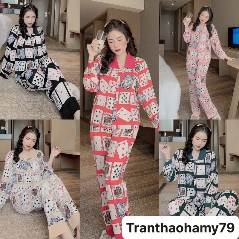 bộ pijama nữ lá bài nhiều mẫu siêu hót, pijama chuẩn hotgirll