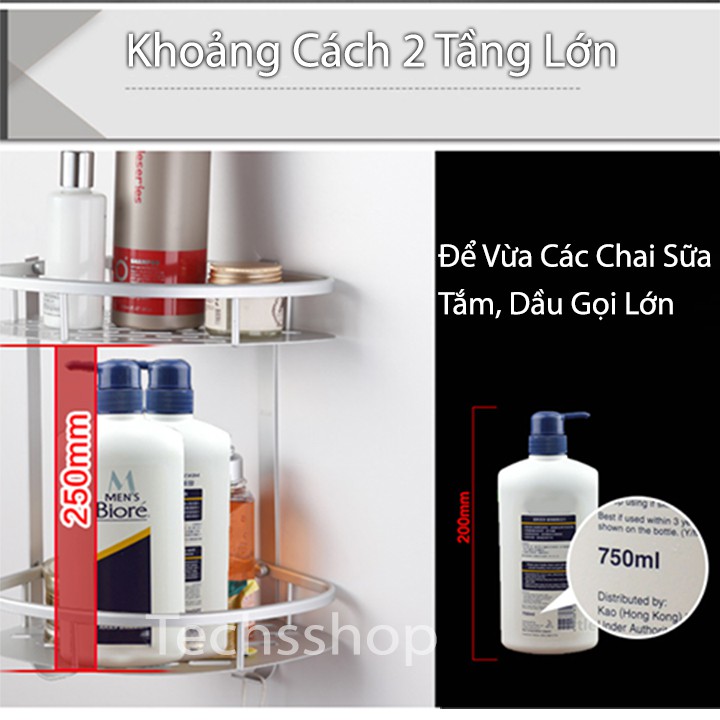 Kệ Góc Tường Nhà Tắm 2 Tầng Bằng Hợp Kim Nhôm Khoan Bắt Vít - Kệ Để Đồ Hình Tam Giác