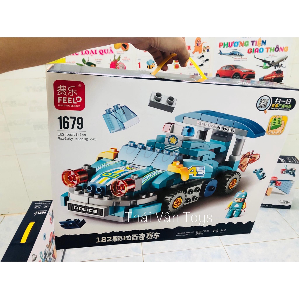 Lego Lắp Ráp Xe Đua siêu to 182 chi tiết Hãng Feelo xịn đẹp