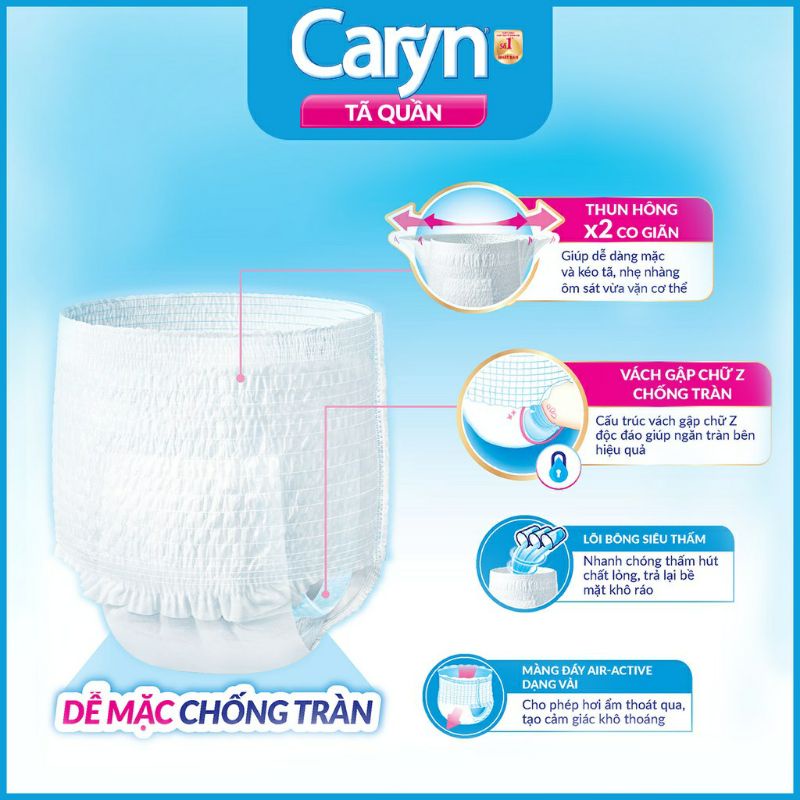 🏰HCM🏰(GIÁ SỈ)Bỉm người già CARYN dạng quần size M16 miếng (vòng bụng 60-85 cm) L14 (VB: 75-100cm) XL12 (VB: trên 85cm)