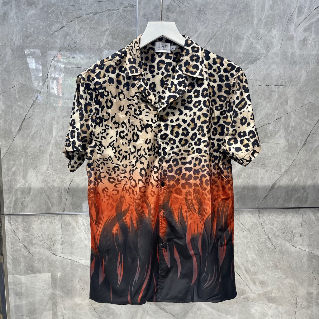 Áo sơ mi hoạ tiết nam DA BÁO DB1 chất lụa chéo cao cấp, thoáng mát, không nhăn | BigBuy360 - bigbuy360.vn