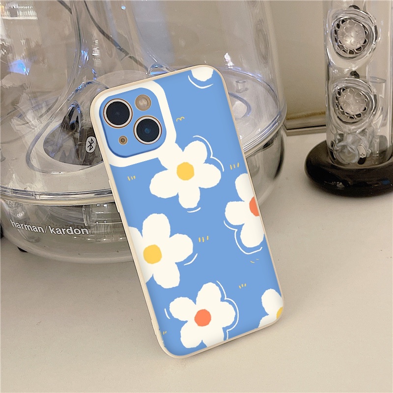 Ốp iphone hình bông hoa trên nền xanh tạo sự nổi bật cho ốp iPhone 6/6+/7/7+/8/8+/X/Xs/Xsm/11/11PM/12/12pro/13/13pro