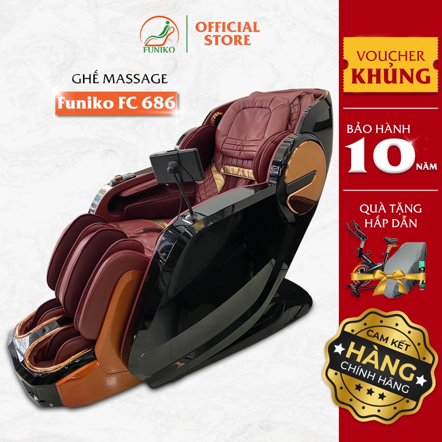 Ghế massage toàn thân,Funiko 686 bảo hành 10 năm con lăn di chuyển 5D phiên bản cao cấp