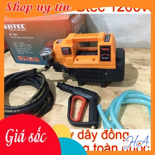 Máy rửa xe ô tô gia đình cao áp BTEC BT1401 chính hãng, mô tơ cảm ứng từ, áp lực mạnh, tự hút nước. Bảo hành 6 tháng