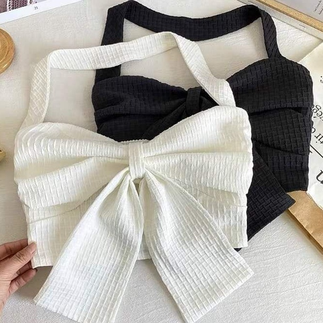 Áo nơ croptop dây buộc cổ hàng QC
