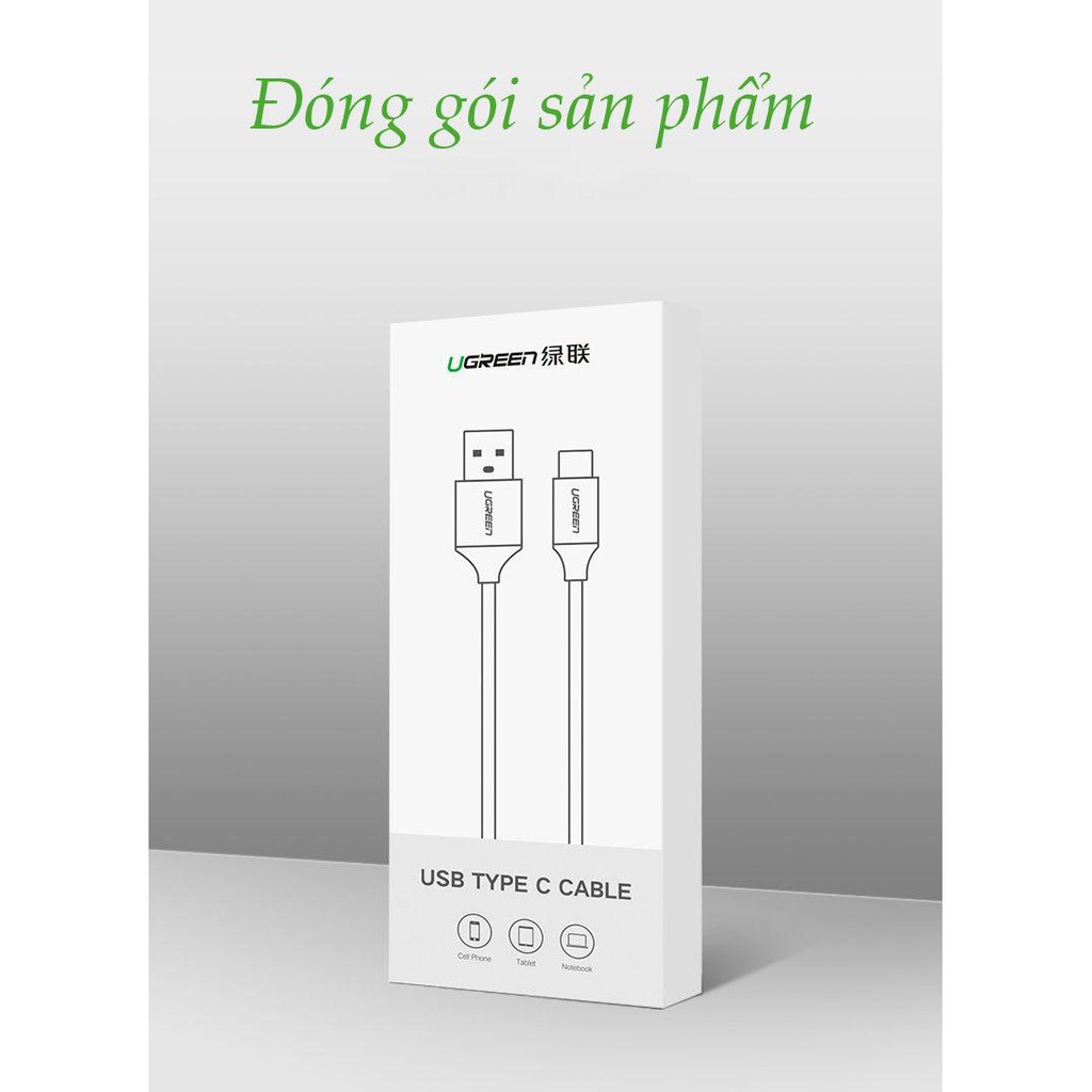 Dây cáp sạc và truyền dữ liệu Type-C độ dài 0.5-1m UGREEN US279 vỏ bện, đầu nối bọc nhôm siêu bền, dòng tối đa đạt 5A