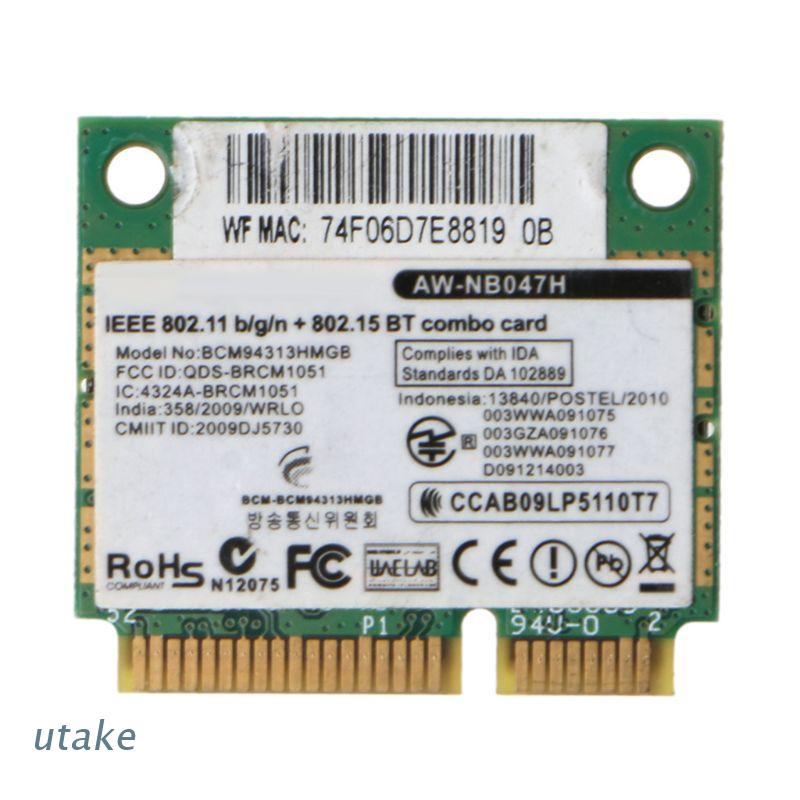 Utake Wireless Card for Bcm94313HMGB AW-NB047H Half Mini Pci-e Wifi Net-work Card