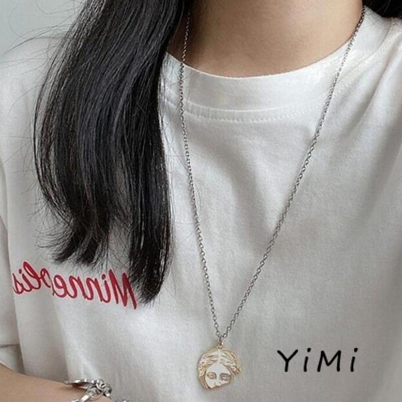 Vòng cổ Choker Bằng Hợp Kim Mặt Tượng Đầu Người Phong Cách Vintage Thời Trang Cho Cặp Đôi