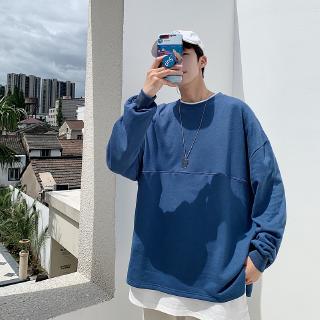 Áo Sweater Nhung Tay Dài Giả Hai Lớp Cá Tính Cho Nam