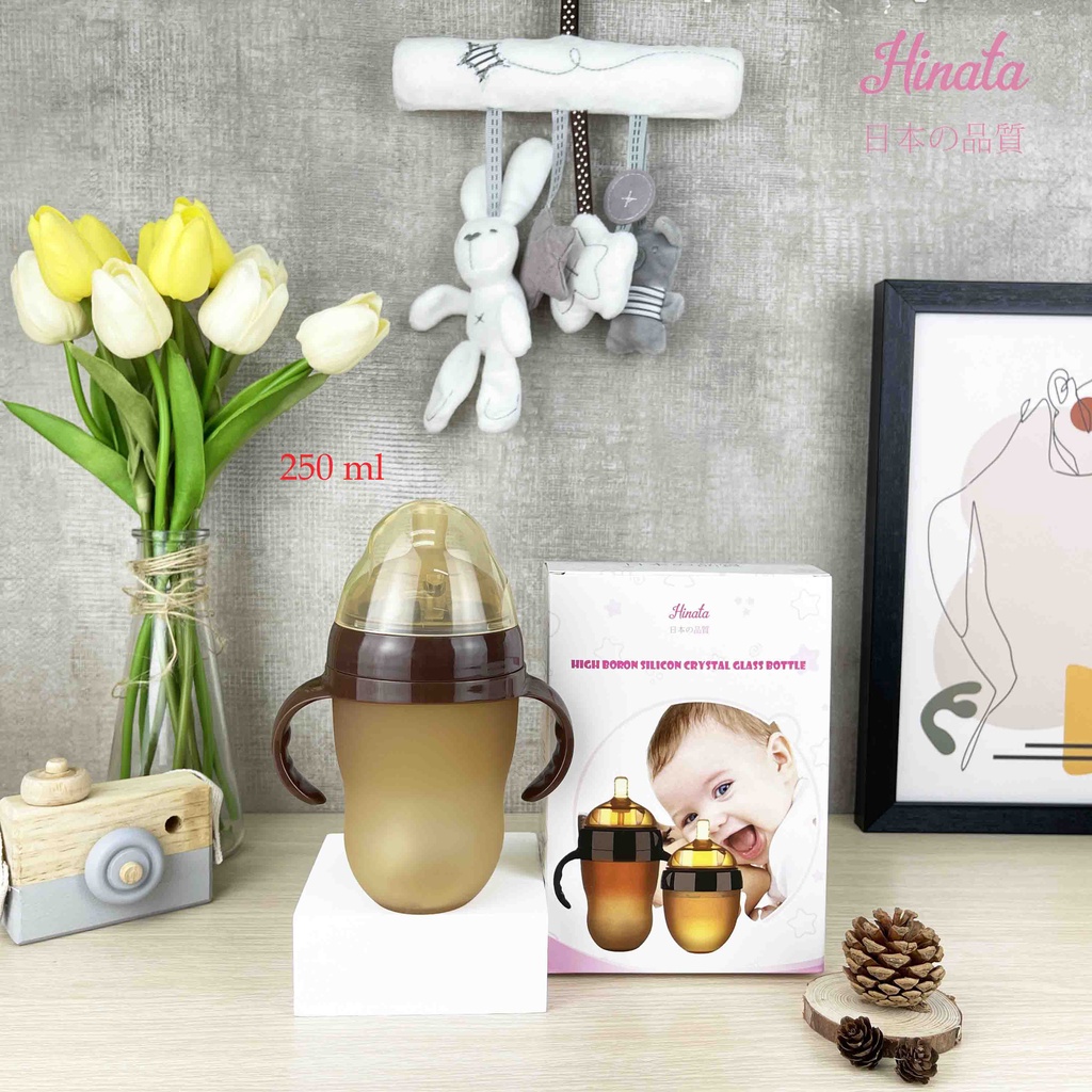 Bình sữa Silicon chống sặc HINATA - Núm ti mềm, bé hợp tác ngay lần đầu sử dụng BS03