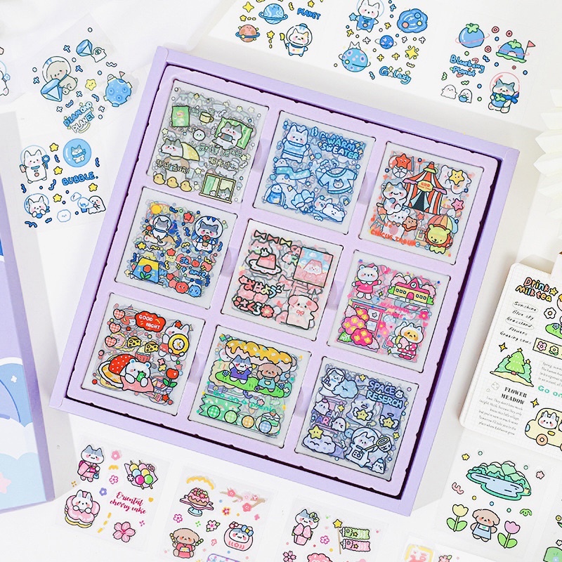 Set 10 Tấm Sticker Mèo Dễ Thương Ngẫu Nhiên