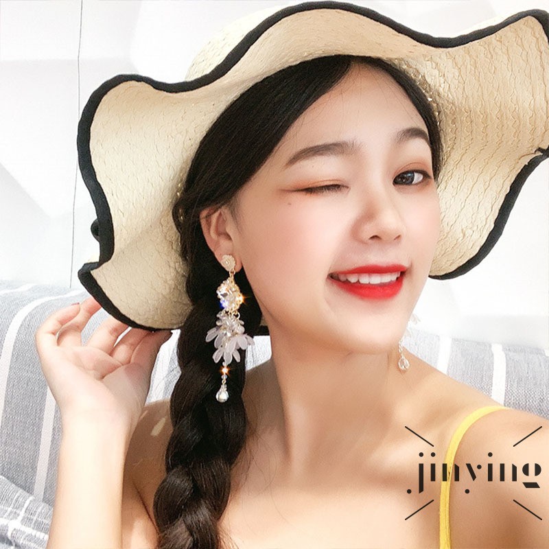 GETNOIVAS Korean Style Long Tassel Set Auger Earrings Flowers Eardrop Personality and Fashion Earrings for Women