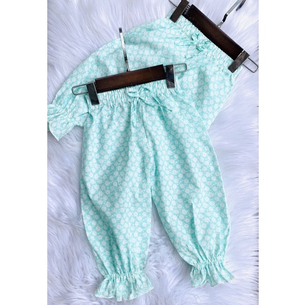 Quần Alibaba bé gái 7-16kg chất lụa kiểu quần dài Bomber chống muỗi cho bé