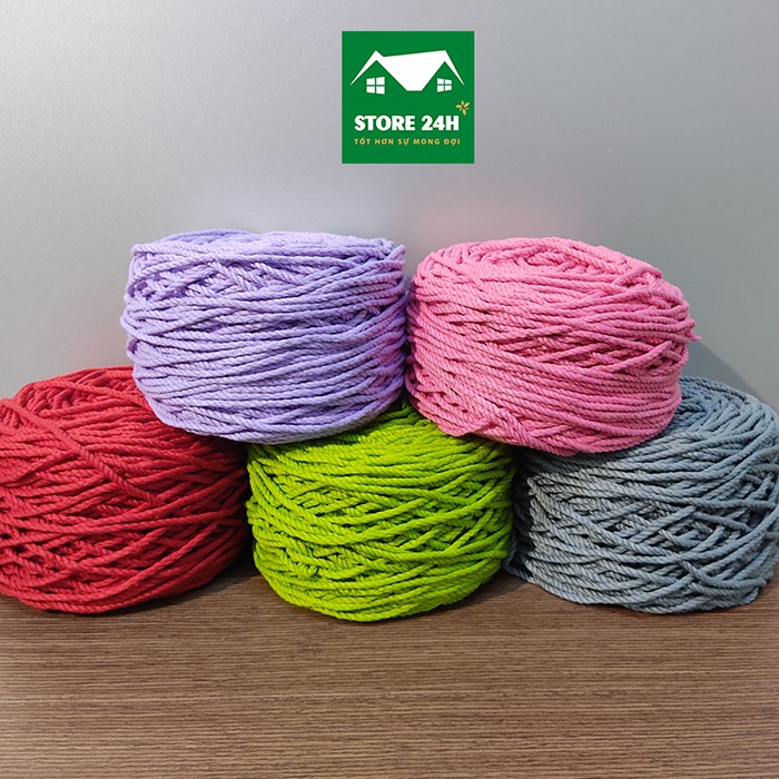 Dây thừng cotton, nguyên liệu làm macrame đủ màu, full color, đủ size, 3mm, 5mm  giá tốt, định lượng 01kg I Store 24h