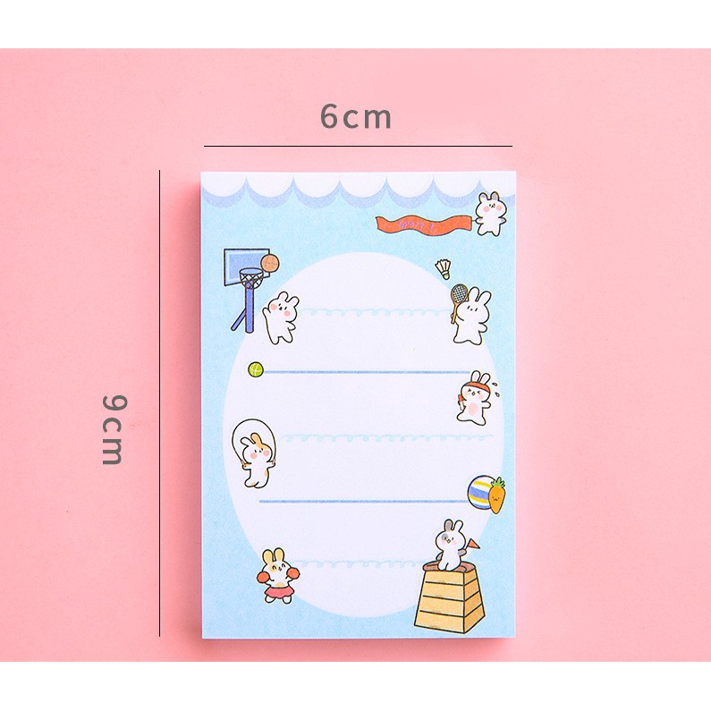 Giấy ghi chú hình chữ nhật có keo 80 tờ xinh xắn đáng iu giá rẻ