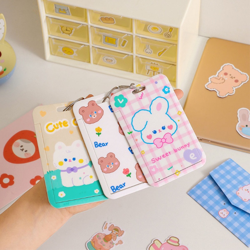 Ví Đựng Thẻ ID Họa Tiết Hoạt Hình Dễ Thương Kèm Móc Khóa Tiện Dụng Cho Nam Và Nữ