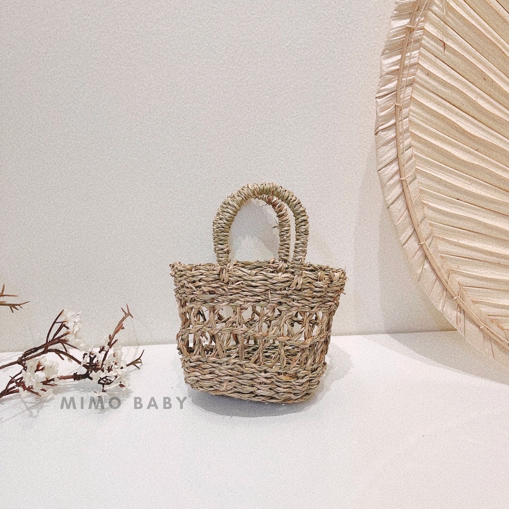 Túi cói mini phong cách hàn quốc đáng yêu cho bé gái Mimo baby TC06