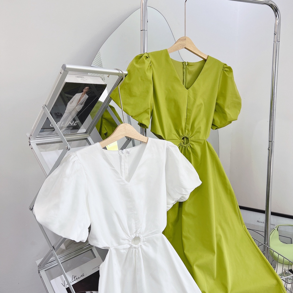 Đầm Tay Phồng Khoét Eo - D0564